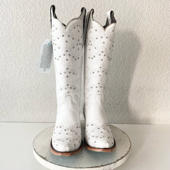 Lane CALYPSO Womens Cowboy Boots 10 White Western Cowgirl Mid Calf Pointed Toe - Picture 5 of 11